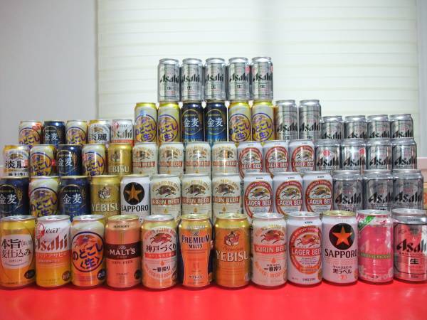 ♪　ビールと発泡酒いろいろ６４本とおつまみのセット　①