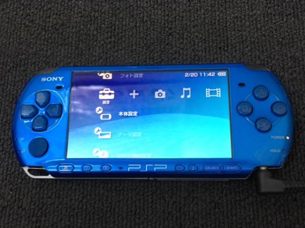 J★PSP-3000 本体(箱なし) ブルー 充電器付 動作ＯＫ★