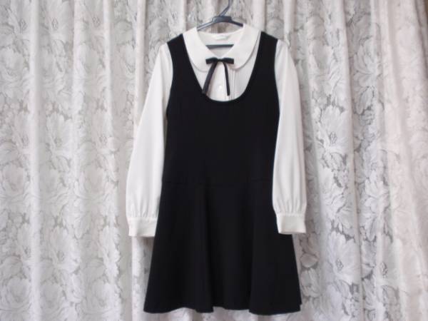 160㎝◆【キャット】◆ジャンパースカート(黒)&ブラウス◆美品!