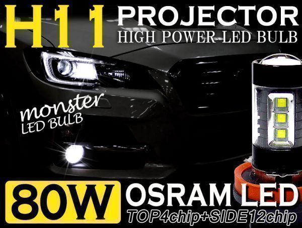 E52系後期エルグランド/LEDヘッドライト車 フォグLED H11 80W