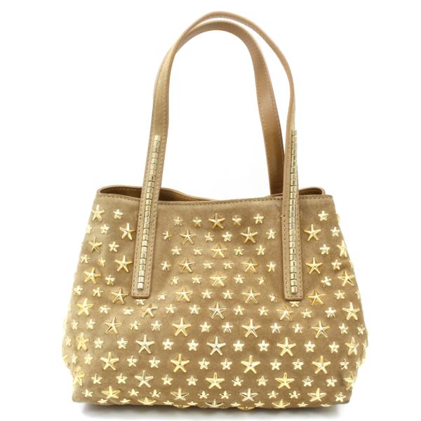 e406 ジミーチュウ スタースタッズ ハンド バッグ 茶 ゴールド