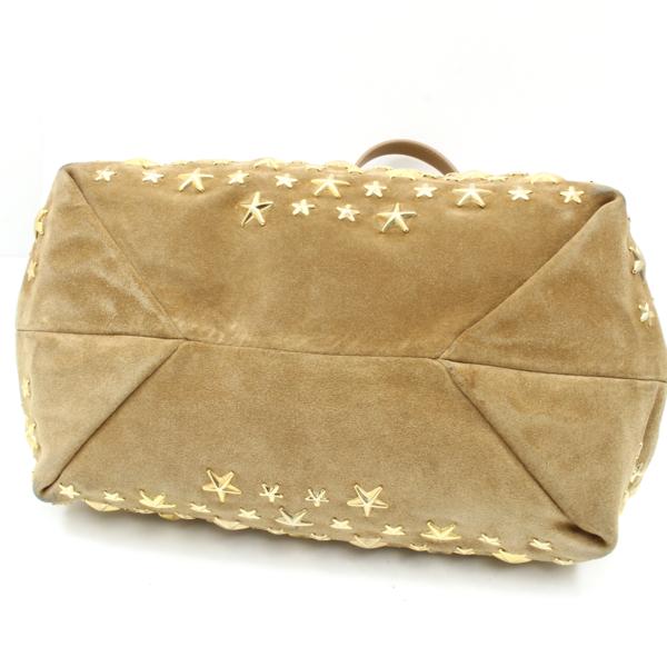 e406 ジミーチュウ スタースタッズ ハンド バッグ 茶 ゴールド
