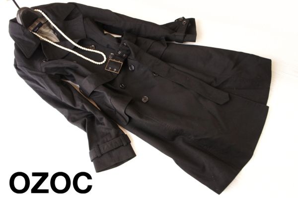 美品株)ワールドozoco大人シンプル定番コットントレンチコート38