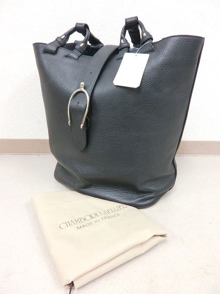 未使用 CHAMBORD SELLIER BLOIS レザートートバッグ ネイビー