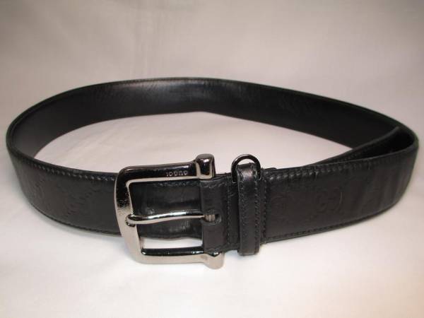 GUCCI グッチ メンズベルト シマ黒 中古本物