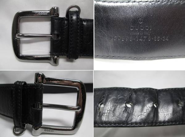 GUCCI グッチ メンズベルト シマ黒 中古本物
