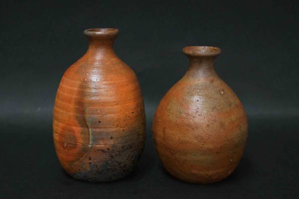 【閑寂堂】旧家蔵時代備前徳利(2点)酒具 陶窯印有■