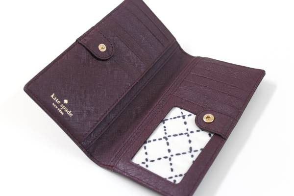 【新品】ワイン色サフィアーノレザー ケイトスペード 長財布/s28