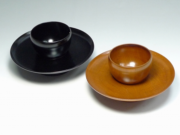 ▲802816▲筑城筑良造等木製天目台2点/漆塗り盃台茶道具