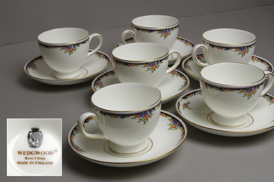□廃盤 ウェッジウッド WEDGWOOD オズボーン カップ＆ソーサー 6客