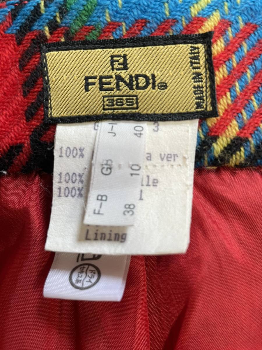 中古 FENDI/フェンディ セットアップ Mサイズ チェック レッド 