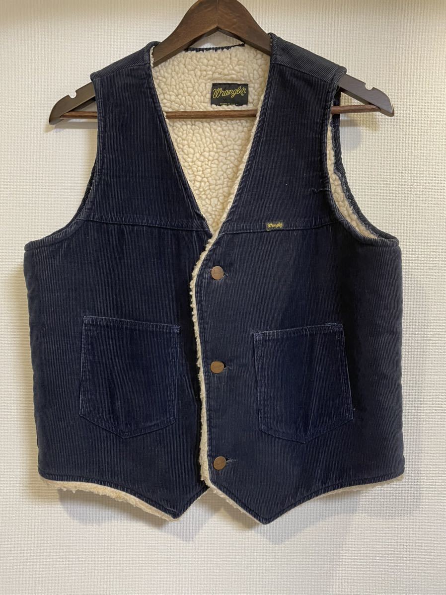 中古】ラングラー コーデュロイ ボア ベスト M ネイビー Wrangler USA  