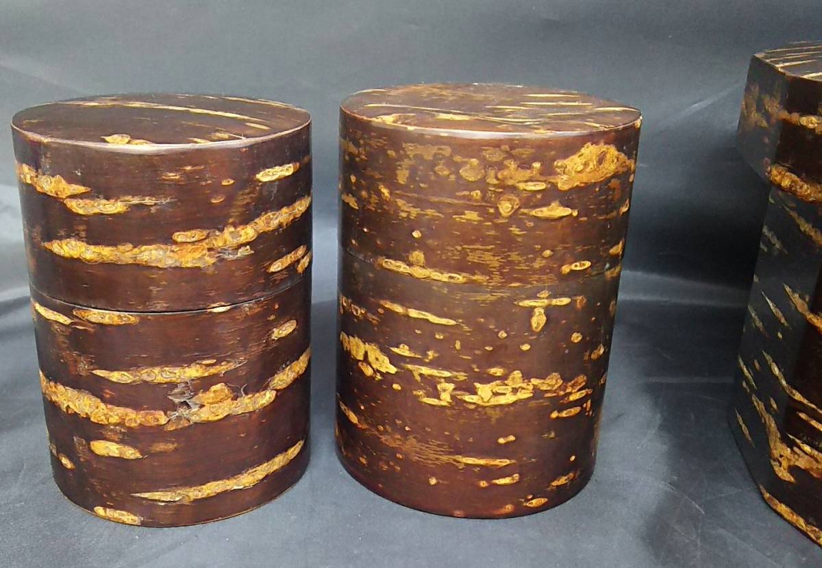 桜皮細工 茶筒 樺細工 茶道具 煎茶道具 0 まとめて⁄煙草盆 莨