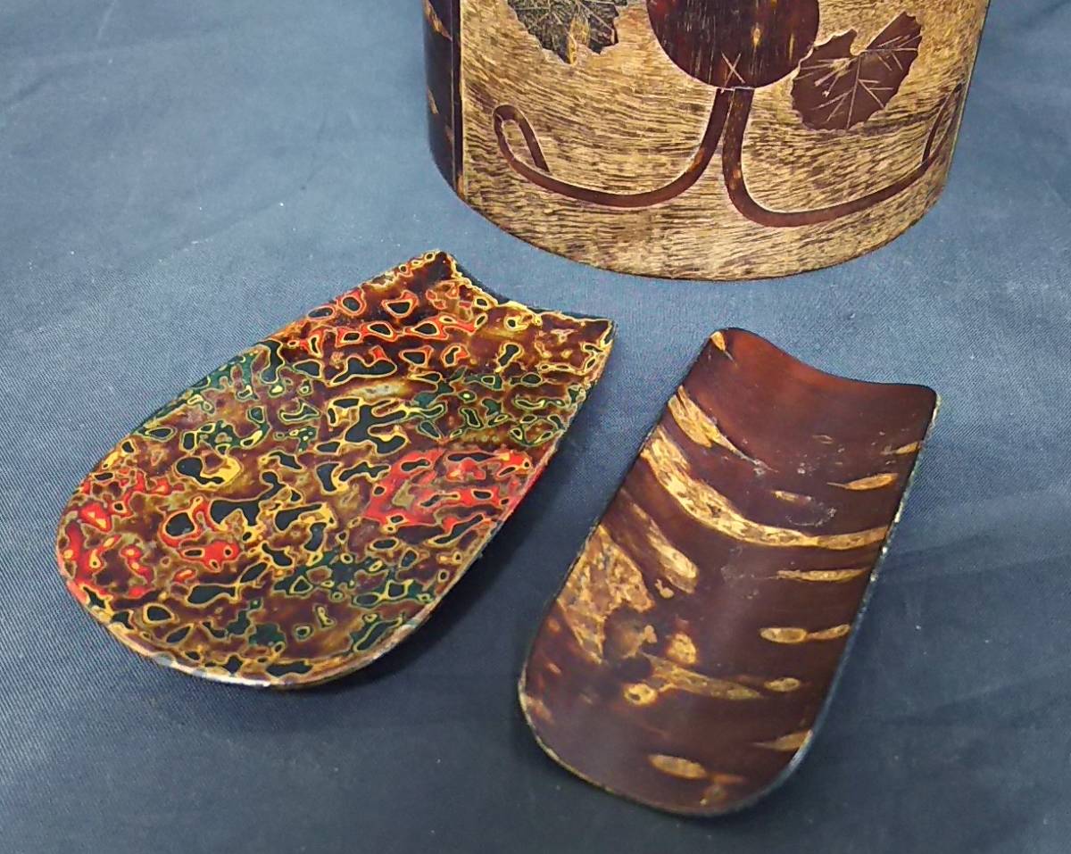 桜皮細工 茶筒 樺細工 茶道具 煎茶道具 0 まとめて⁄煙草盆 莨
