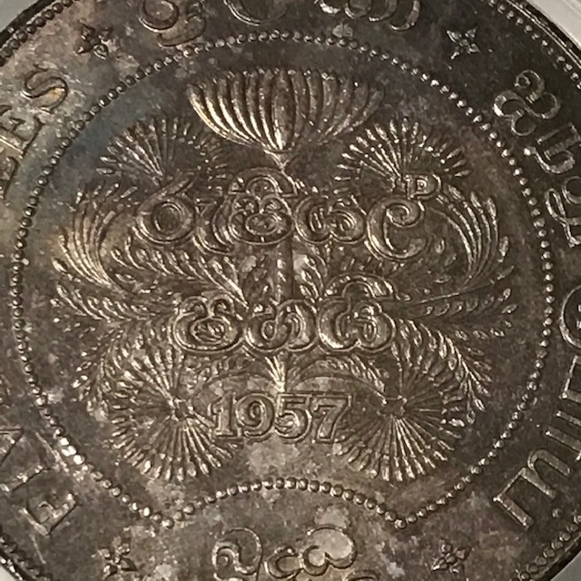 ☆1957 セイロン 5ルピー銀貨 仏教2500年 ACCA MS63 【公式通販】