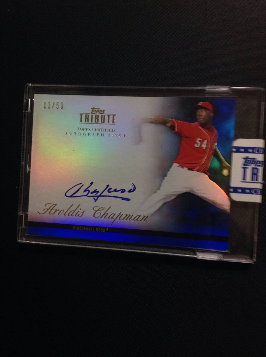 高品質，100%新品 激レア Aroldis Chapman チャップマン SP auto 直筆サイン Reds 現Yankeesクローザー MLB Topps Tribute 直書き 170k世界最速 デザイン秀逸(その他)｜売買されたオークション情報、yahooの商品情報をアーカイ シングルカード