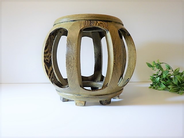 高級唐木◇丸型唐家具【香炉台・花台】飾り台/丸椅子/スツール/丸卓