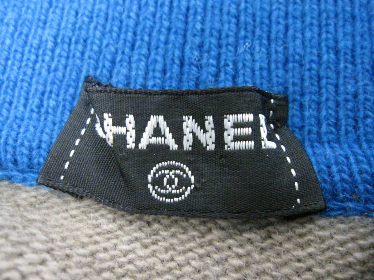 10781 CHANEL シャネル ピュアカシミヤ100% 四つ葉 クローバー ボタン 