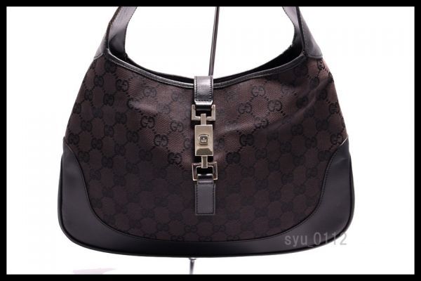 希少美中古□GUCCI ジャッキー GGキャンバス×レザー ワンショルダー 