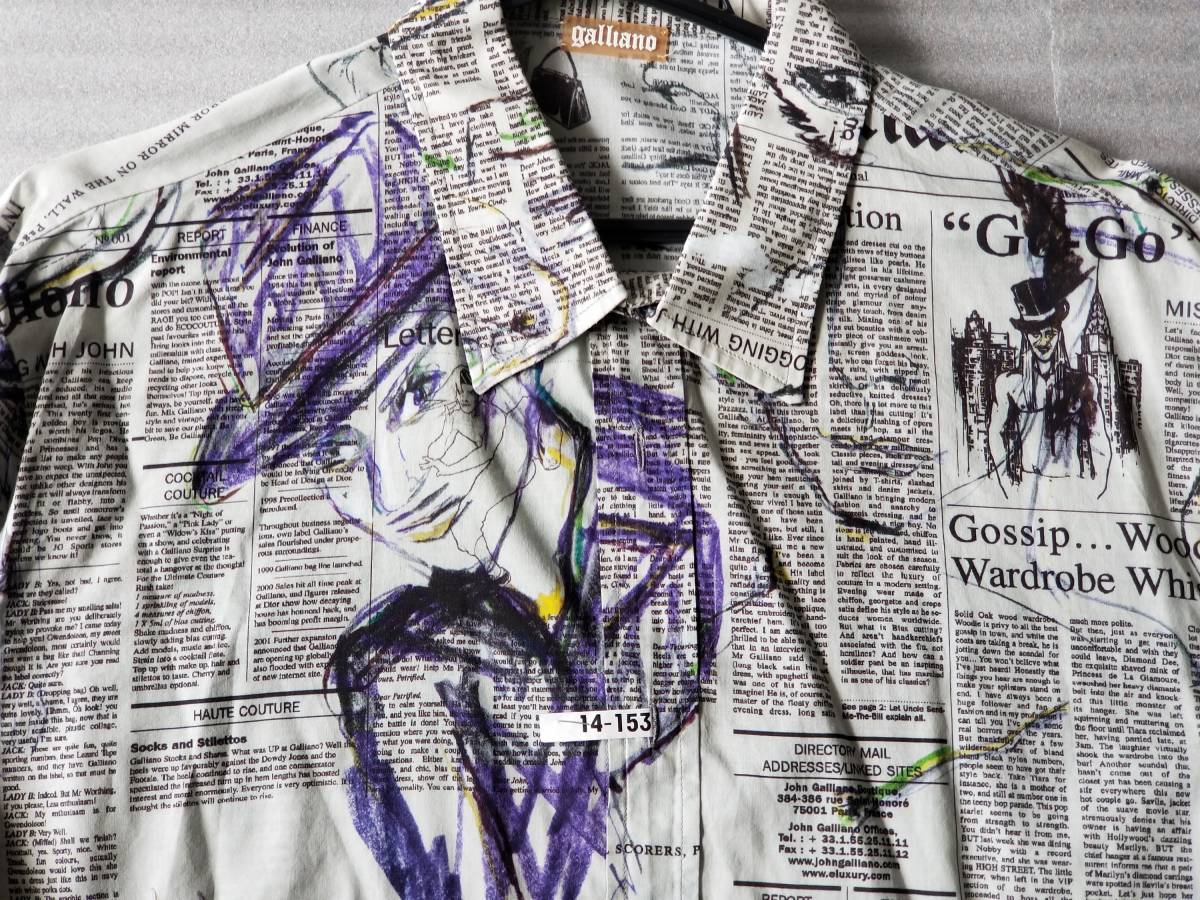 John Galliano ジョンガリアーノ ニュースペーパー 長袖 シャツ 【公式