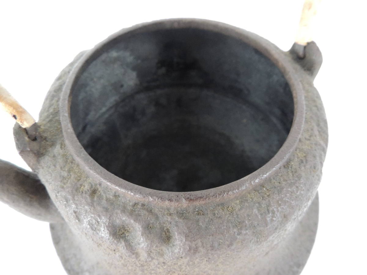 鉄瓶 - 煎茶道具 急須 古い山水紋鉄瓶斑紫銅蓋 時代 及川光正 1.8L