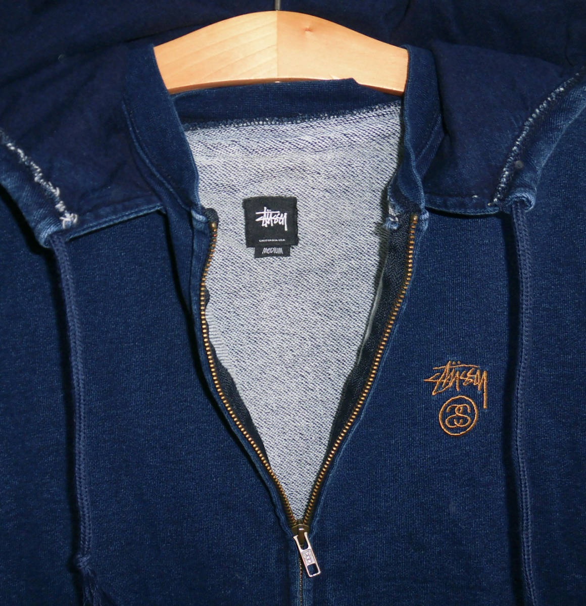 stussy メンズ インディゴの通販 バックプリント ショーンフォント | Я美品◆ STUSSY ステューシー インディゴ染 スウェットデニム 半袖 ジップアップ パーカー M