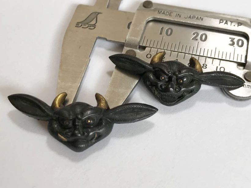 SK1509】目貫 雌雄の図 獅子？ シーサー？【倉庫整理品】刀装具 時代物