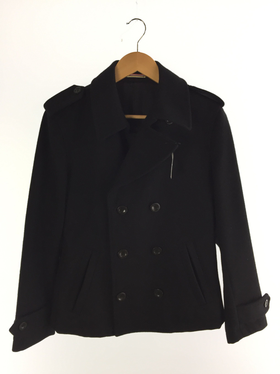 【美品】SCYE BASICS　メルトンジャケット　Pコート　黒　サイズ38 サイ ベーシックス SCYE BASICS ピーコート Pコート ミドル丈 ウール