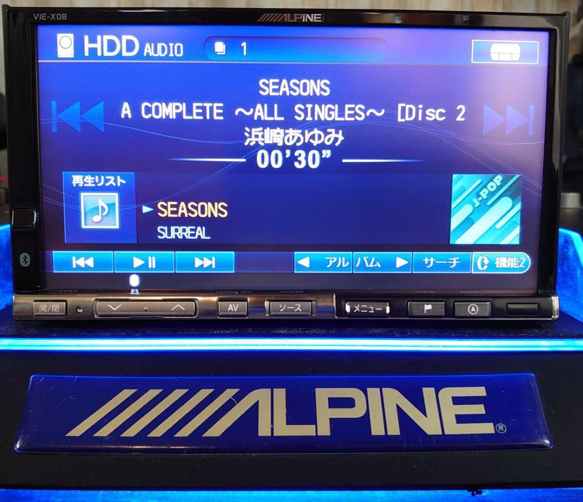 アルパイン HDDナビ VIE-X08 Bluetooth CD録音 DVD SD AUX 地デジ LED