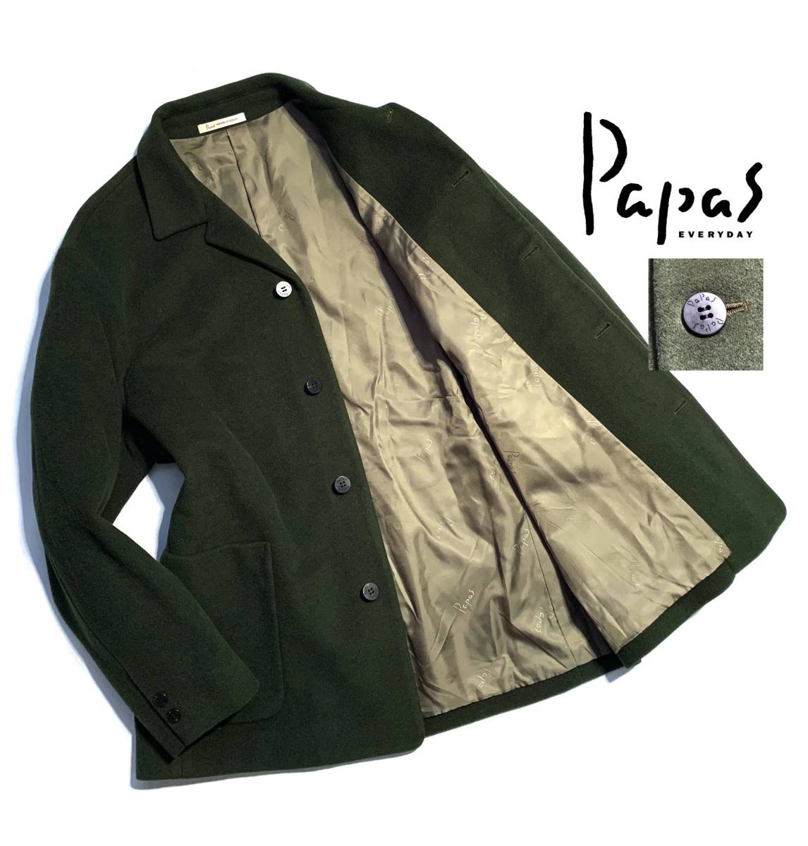 パパス 袖レザー スタジャン L鹿革 最高級定価10万超Papas Yahoo