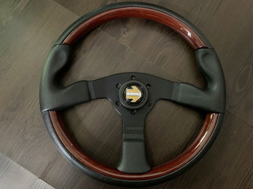 車 momo ステアリング 35センチ ウッドレザーコンビ