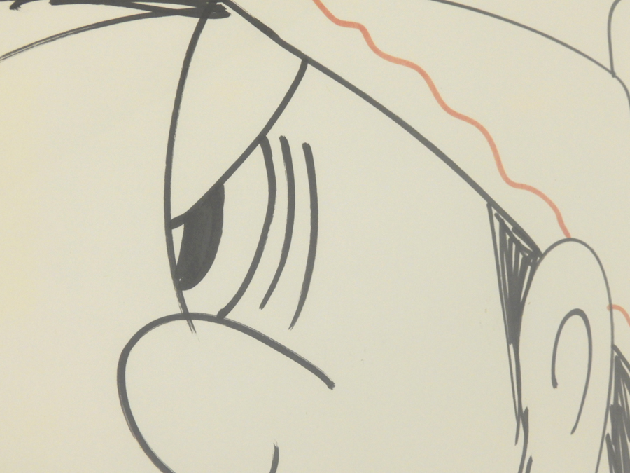 昭和49年 漫画家 富永一朗 肉筆 イラスト作品 サイン入り 額装品