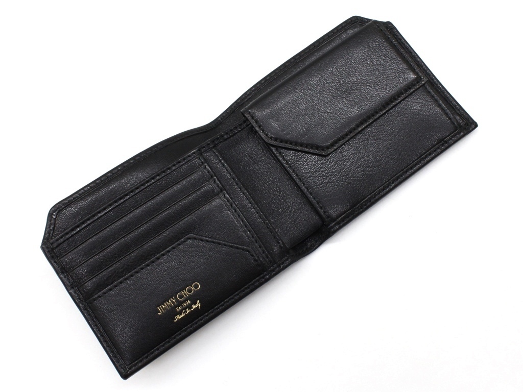 10万新品◇JIMMY CHOOジミーチュウ◇黒レザースタースタッズ二つ折り
