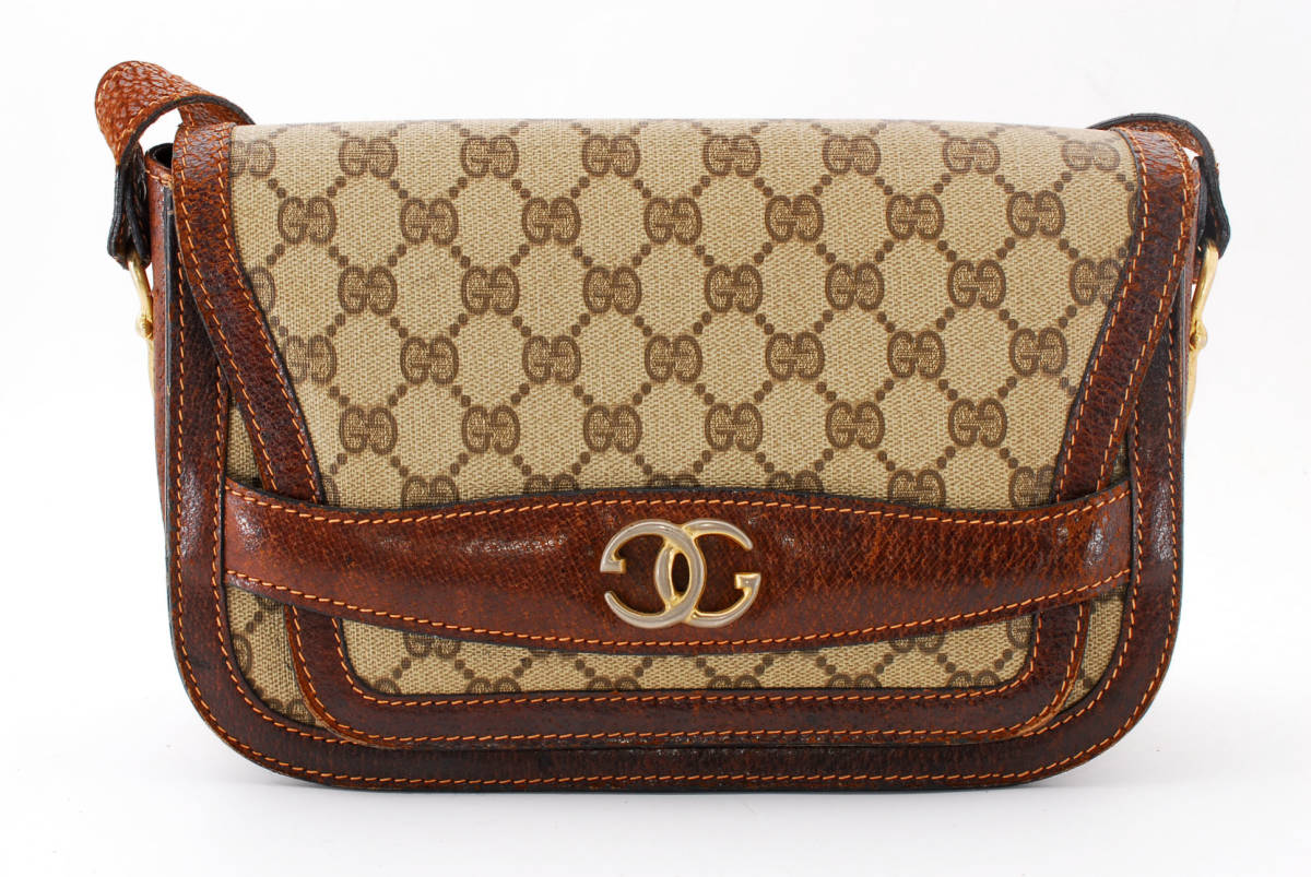 1円スタート】GUCCI グッチ オールドグッチ GGプラス PVC レザー 