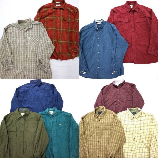◎アウトドアブランドMIX 長袖シャツ set エルエルビーン オーヴィス 他 (XL/2XL) 10枚 まとめ USA古着卸 1円スタート 最落なし ME3210