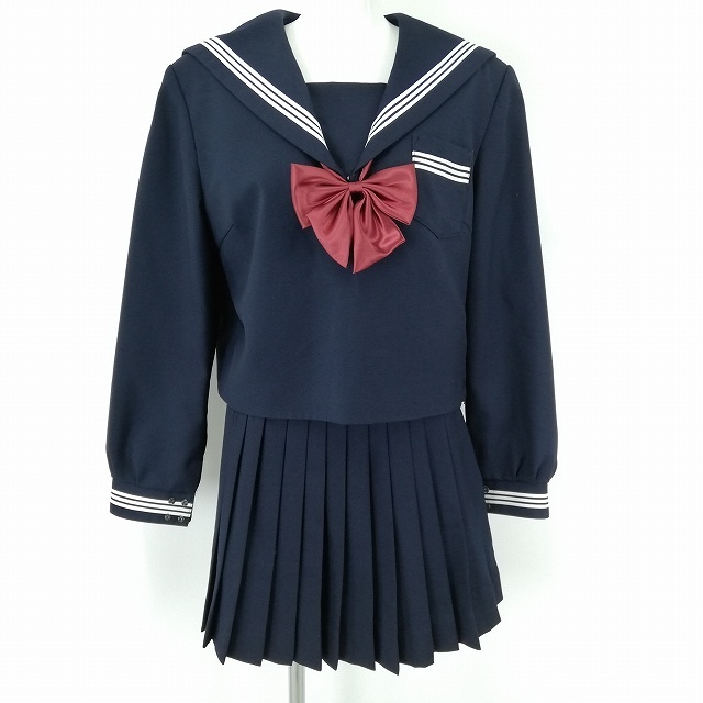 1円 セーラー服 ミニスカート リボン 上下3点セット 大きいサイズ