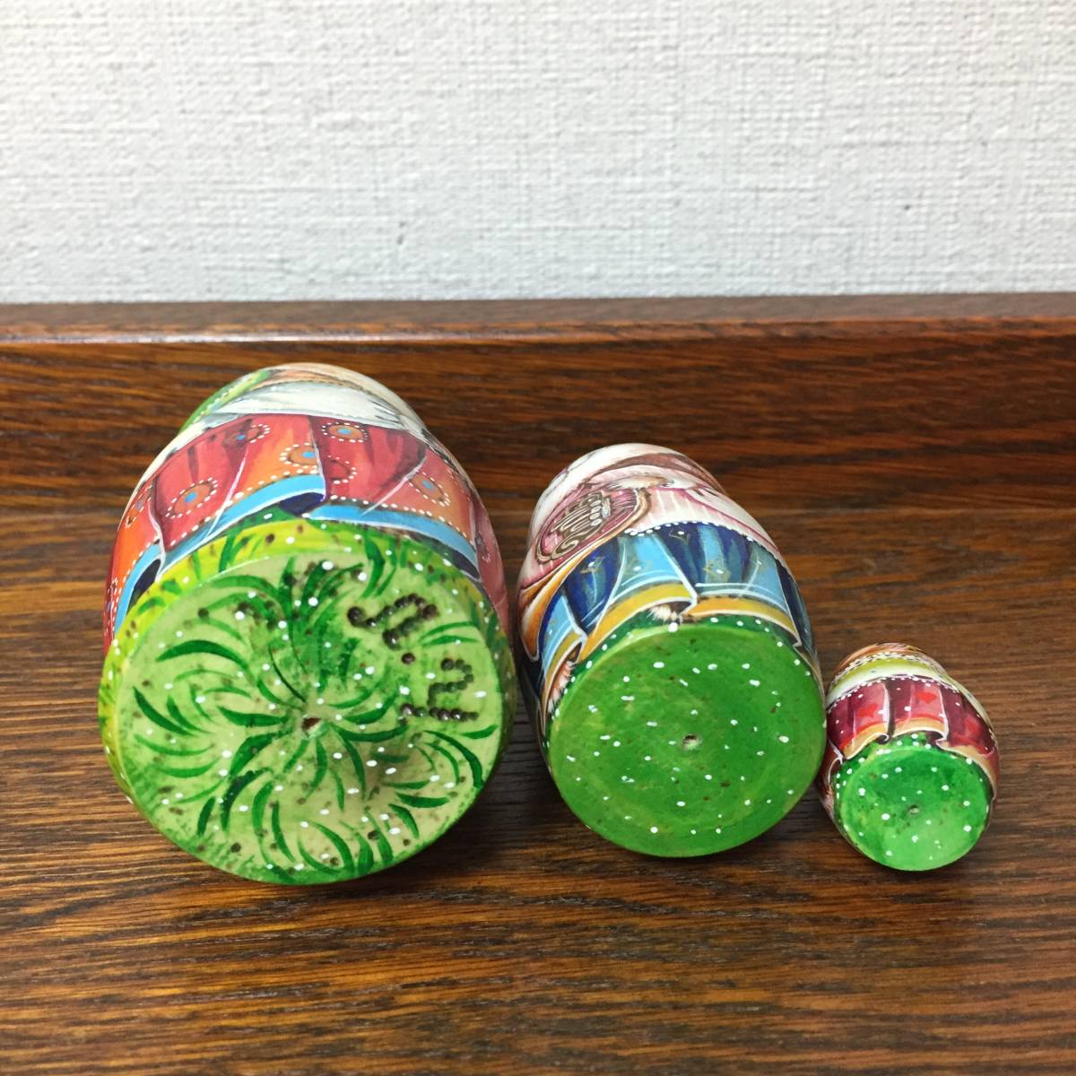 ロシア雑貨☆ウッドバーニング ネコマトリョーシカ(3P)ミラ 