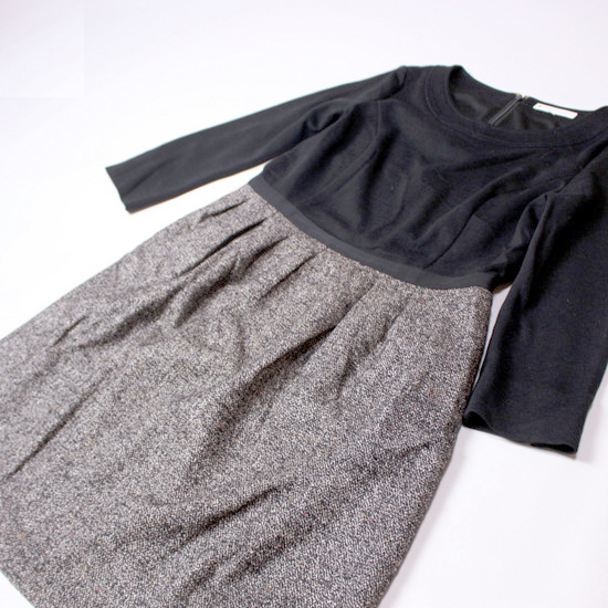 オンワード樫山 Kumikyoku 組曲 綺麗め ストレッチ切替え シルク混紡 ウール ツイードワンピース 3号 秋 冬 21d09 ひざ丈スカート 売買されたオークション情報 Yahooの商品情報をアーカイブ公開 オークファン Aucfan Com