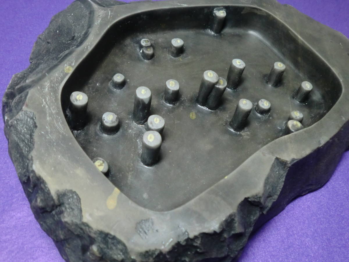 眼柱22個】中国端渓硯 金線 石眼 花鳥彫刻 硯本体約24cm×19cm×5.5cm 