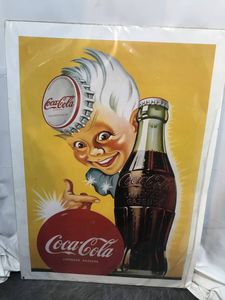 【送料込】コカコーラ当時ものブリキ看板 「スカッとさわやか」 60cm×60cm コカコーラ 当時ものブリキ看板② 「スカッとさわやか」 60cm×60cm
