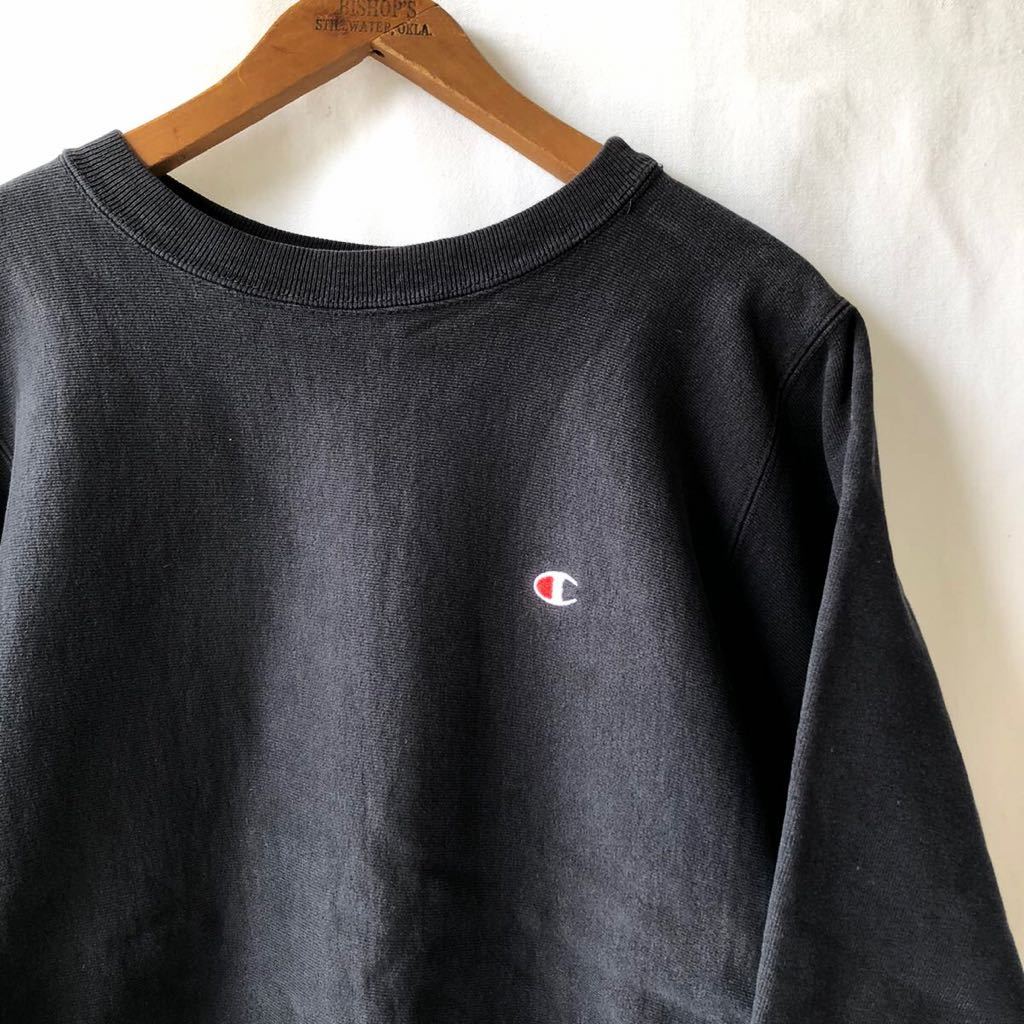 黒! 90s champion トリコタグ 無地 リバースウィーブ スウェット M ブラック USA製 ビンテージ 90年代 チャンピオン アメリカ製 オリジナル
