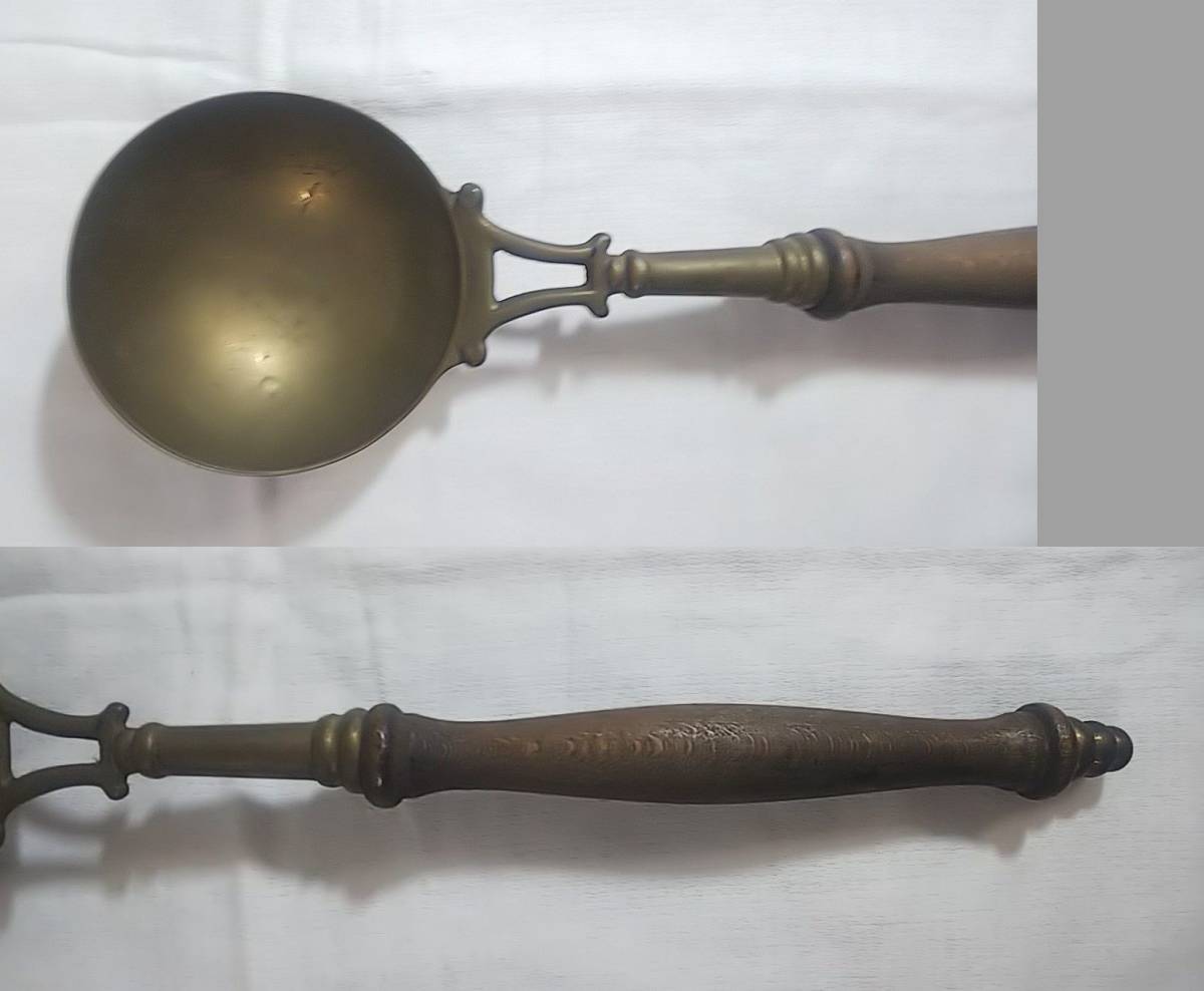 在庫限りの特別価格公式 アンティーク 真鍮 サラダサーバー スプーン フォーク 他 3点セット