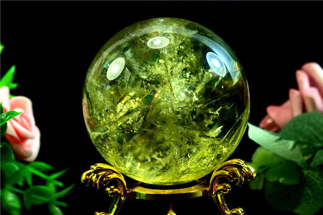 AAA級【金運UP】★天然レインボーシトリン丸玉163D1-146D08D 丸玉 シトリン - 両剣黄水晶 ダブルポイント 名取貴石