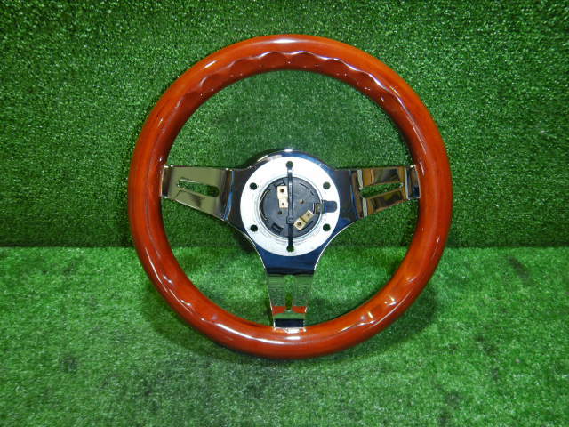 メーカー不明 直径290mm 小径 ステアリング ハンドル 木目 ハンドル