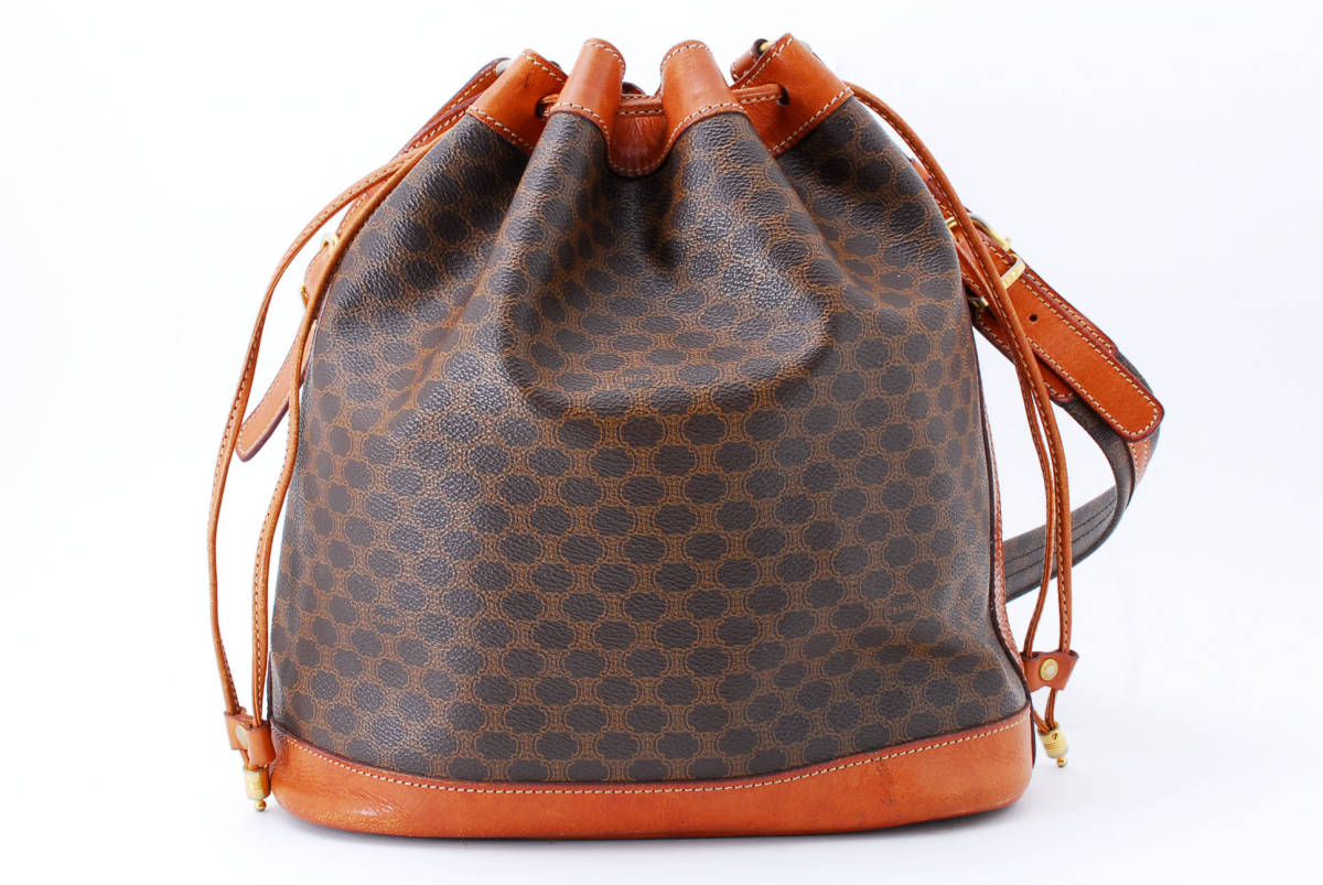 1円スタート】ヴィンテージ CELINE セリーヌ マカダム PVC レザー 巾着 