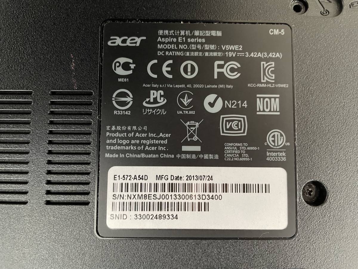 acer E1-572 Acer Aspire - inch ACER HDD