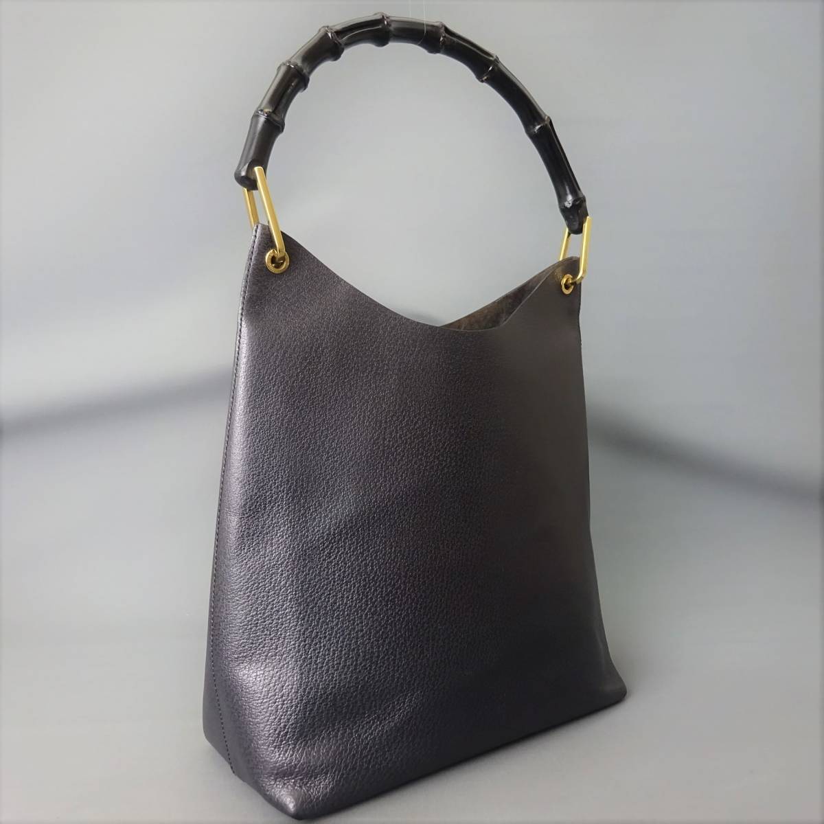 GUCCI グッチ バンブー レザー ハンドバッグ ブラック - vintage 