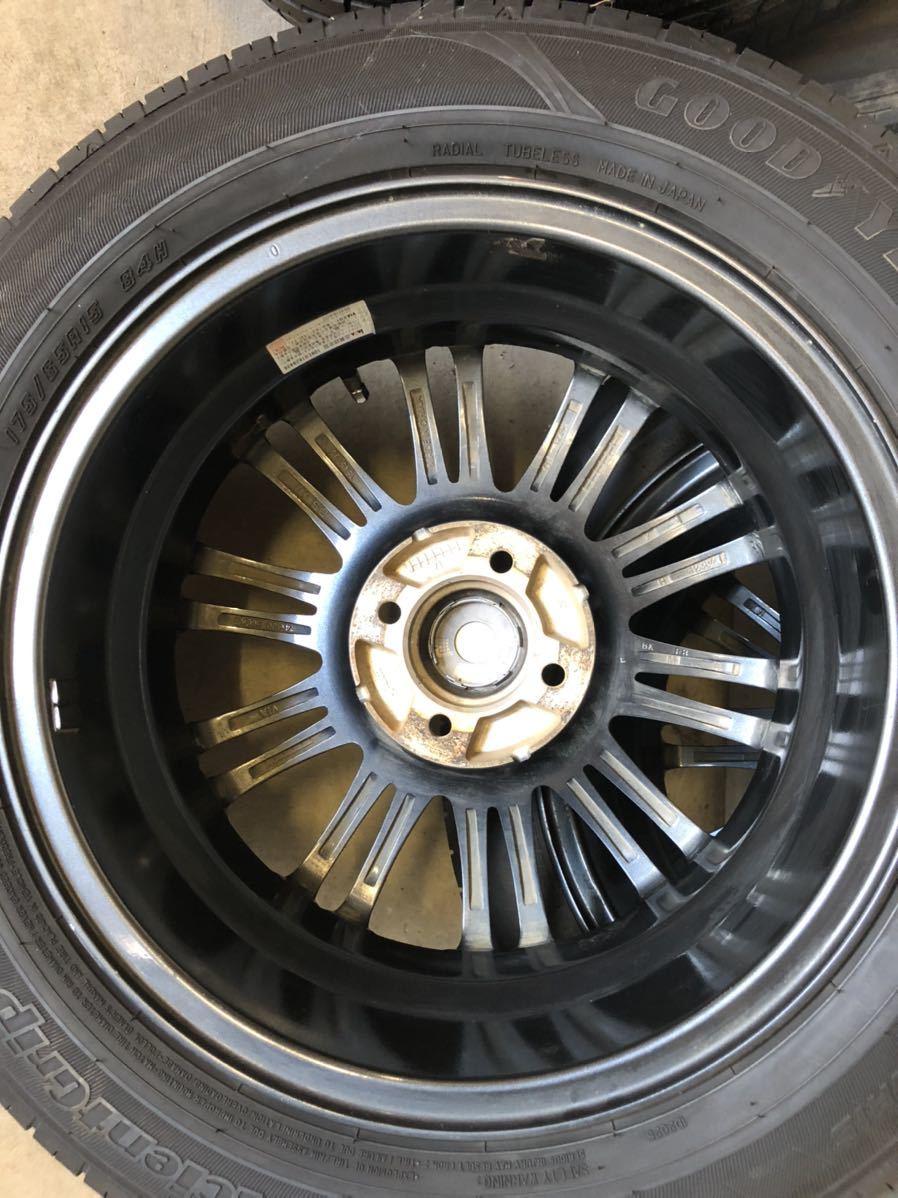 夏タイヤアルミホイール 15インチ 5.5J 175/65R15 4本 バリ山 アクア 