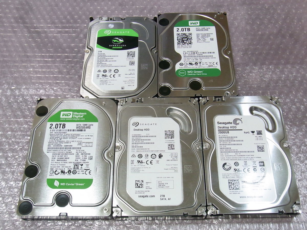 B27166 O-10228 3.5インチ HDD 2TB 5個セット 判定正常 Drive Hard 2TB 12Gbps 512n (6.0Gb&frasl;s)
