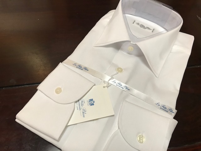 特別価格！La fete bleu by HITOYOSHI 　形態安定　白無地ワイシャツ　M(38-80)　セミワイド　百貨店販売品　　